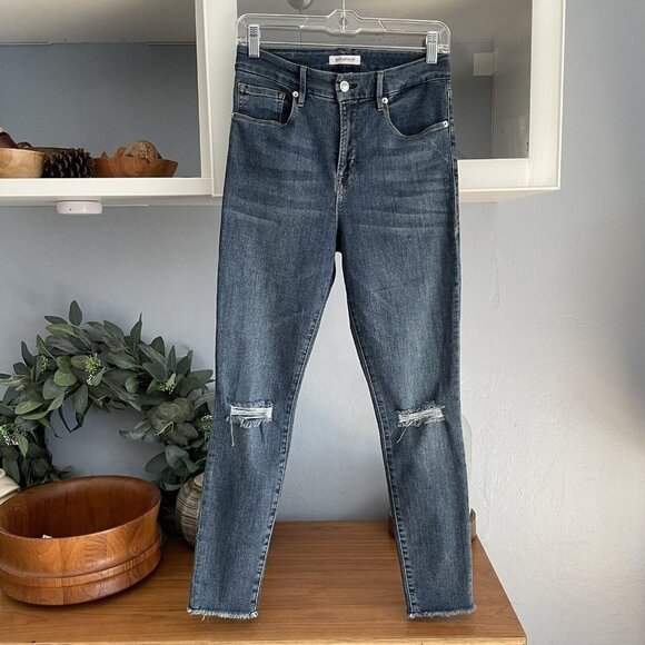 Good American Good Legs Crop Skinny Jeans Distressed 6/28 - Picture 6 of 8